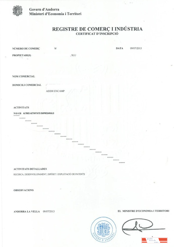 Andorra Commercial and Industrial Registration